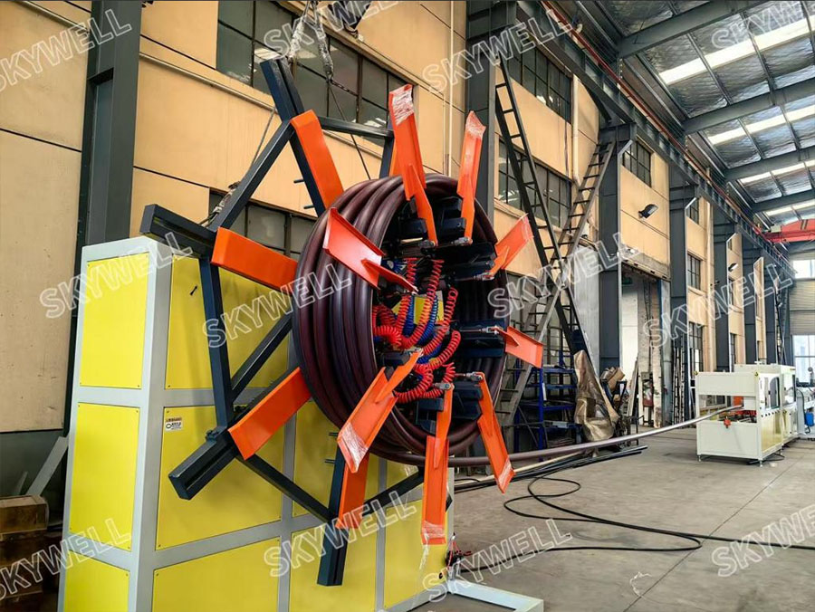 20-110mm HDPE Coil Pipe Machine testing for our South Africa Customer-SKYWELL Machinery 20-110mm HDPE Coil Pipe Machine testing for our South Africa Customer-SKYWELL Machinery